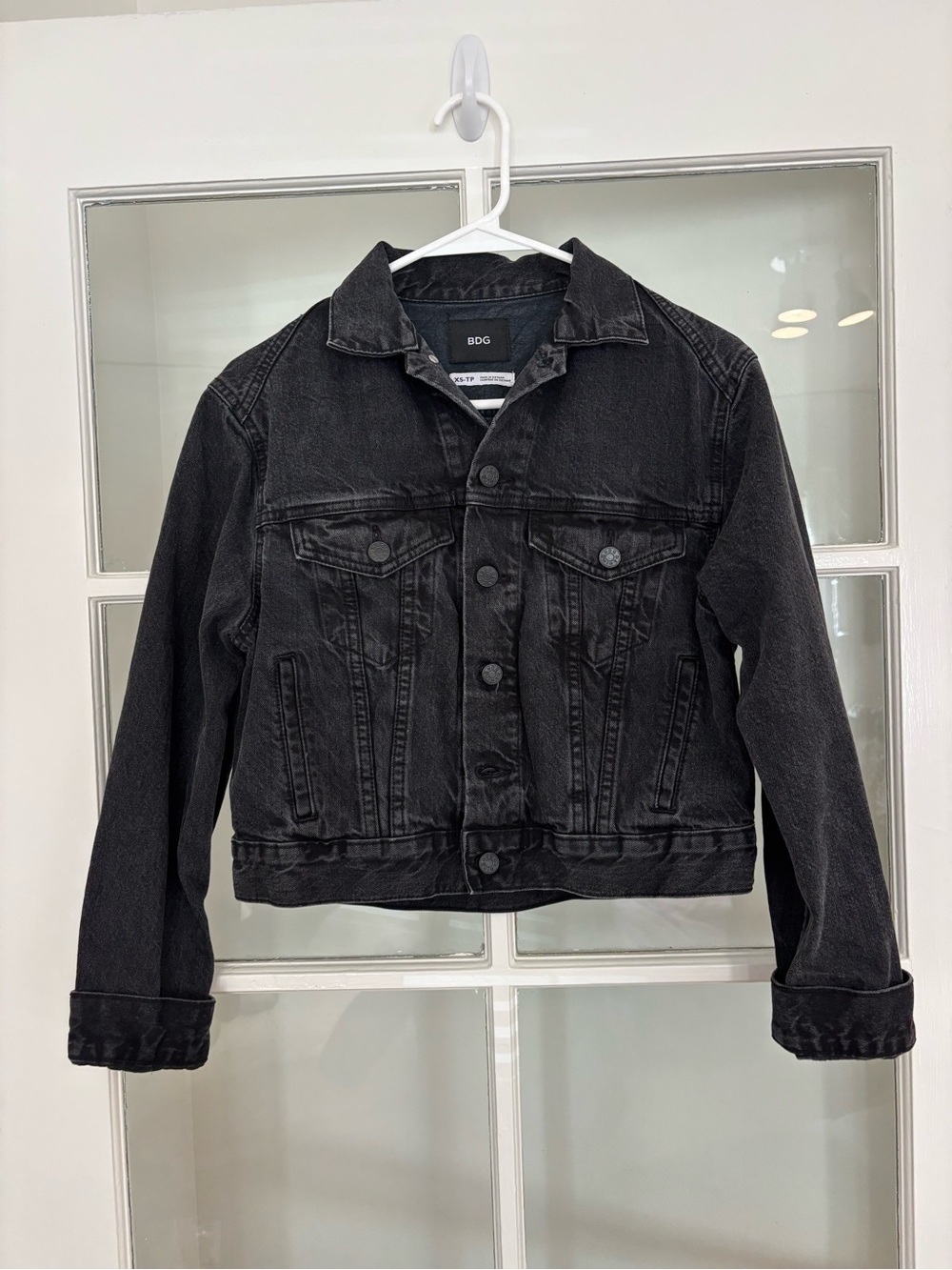 BDG Cropped Black Washed Denim Jacket Size XS